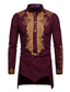 cheap Dress Shirts-men&#039;s african traditional dashiki luxury metallic gold printed mid long wedding shirt burgundy x-large
