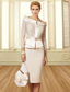 baratos Comprimento do chá-Vestido de Mãe da Noiva Sheath Convidada de Casamento Elegante Vintage Plus Size Gola Bateau Comprimento Médio Cetim com Faixa  Fita Cristais vestido para impressionar Vestido Derby Dia da Corrida