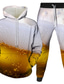 voordelige Hoodie-sets voor heren-Voor heren 3D-hoodies set 2-stuks Voorvak 3D-print Ontwerper Casual Grafisch Bier Print Capuchon Dagelijks Lange mouw Kleding Kleding Normale pasvorm Wit Zwart blauw Regenboog Oranje