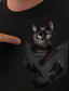 cheap Women&#039;s T-shirts-Women&#039;s T shirt Tee Black 100% Cotton White Cat 3D Print Short Sleeve Daily Basic Round Neck Regular 3D Cat S