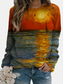 billige Hættetrøjer og sweatshirts til kvinder-Dame Hattetrøje Sweatshirt Grafisk Landskab Daglig 3D-udskrivning Basale Afslappet Hættetrøjer Sweatshirts Grøn Blå