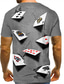 billiga T-shirts med 3D-tryck till herrar-herr t-shirt mönstrad poker rund halsad kortärmad grå lila gul fest dagliga tryck toppar lediga grafiska t-shirts