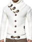 billige cardigan sweater til mænd-Herre Cardigan Stribet Stilfuld Langærmet Sweater Cardigans Høj krave Vinter Blå Grå Hvid