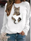 cheap Women&#039;s Hoodies &amp; Sweatshirts-Women&#039;s Hoodie Sweatshirt Pullover Basic Casual White Black Graphic Cat 3D Daily Round Neck Long Sleeve S M L XL XXL