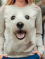 رخيصةأون كنزات هودي وسويتشيرت نسائي-نسائي هوديي كنزة قف بجانب الطريق كاجوال أبيض أسود الرسم كلب 3D مناسب للبس اليومي رقبة دائرية كم طويل S M L XL XXL