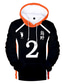 abordables hoodies graphiques-Inspiré par Haikyuu Cosplay Costume de Cosplay Sweat à capuche Térylène Bloc de couleur Imprimé Harajuku Art graphique Sweat à capuche Pour Homme / Femme