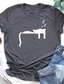 お買い得  レディースＴシャツ-女性用 Tシャツ デザイナー 熱間鍛造 猫 デザイン 半袖 ラウンドネック 日常 プリント 服装 デザイナー ベーシック ホワイト ブラック