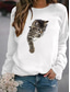 cheap Women&#039;s Hoodies &amp; Sweatshirts-Women&#039;s Sweatshirt Pullover 100% Cotton Basic White Yellow Pink Graphic Cat Casual Daily Round Neck Long Sleeve Fall &amp; Winter