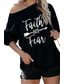 billiga T-shirt-kvinnor tro över rädsla tröja långärmade toppar kristna säger skjortor tröja blus