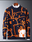 お買い得  男性用プルオーバーセーター-男性用 プルオーバー 動物 長袖 セーターカーディガン クルーネック ブルー オレンジ