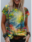 cheap Women&#039;s T-shirts-Women&#039;s T shirt Tee Designer 3D Print Graphic Scenery Design Short Sleeve Round Neck Going out Print Clothing Clothes Designer Basic Green Blue Light Green