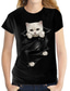 abordables Camisetas de mujer-Mujer Camiseta Design Estampado en caliente Gato Graphic 3D Diseño Manga Corta Escote Redondo Diario Estampado ropa Design Básico Blanco Negro