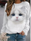 tanie Bluzy damskie-Damskie Bluza z Kapturem Bluza dresowa Kot Graficzny 3D Nadruk Codzienny Druk 3D Podstawowy Codzienny Bluzy z kapturem Bluzy Szary Brązowy Biały