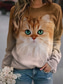 رخيصةأون كنزات هودي وسويتشيرت نسائي-نسائي هوديي كنزة قطة الرسم 3D طباعة مناسب للبس اليومي طباعة ثلاثية الأبعاد أساسي كاجوال هوديس بلوزات رمادي بني أبيض