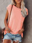 お買い得  レディースＴシャツ-女性用 Tシャツ 平織り ポケット ラウンドネック ベーシック トップの バットウィングスリーブ コットン ブルー パープル ピンク