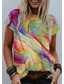 billige T-skjorter til kvinner-Dame T skjorte Designer 3D-utskrift Grafisk Design Kortermet Rund hals Daglig Trykt mønster Klær Klær Designer Grunnleggende Grønn Blå Lilla