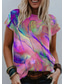 ieftine Tricouri Damă-Pentru femei Tricou Designer Tipărire 3D Grafic Design Manșon scurt Rotund Zilnic Imprimeu Îmbrăcăminte Îmbrăcăminte Designer De Bază Trifoi Albastru piscină Mov