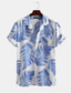 Недорогие Гавайские рубашки-Муж. Рубашка Летняя рубашка Гавайская рубашка Графика Растения Гавайский Алоха Дизайн Отложной Желтый Розовый Темно синий Зеленый Светло-синий С принтом на открытом воздухе Повседневные