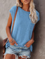 preiswerte T-Shirt-Damen T-Shirt Glatt Tasche Rundhalsausschnitt Grundlegend Oberteile Fledermaus Ärmel Baumwolle Blau Purpur Rosa