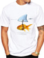abordables Camisetas 3D de hombre-Camiseta para hombre con estampado de peces y animales, cuello redondo, manga corta, blanco, estampado diario de vacaciones, camisetas casuales bonitas divertidas de verano