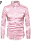 abordables Chemises Habillées-hommes satin lisse hommes solide chemise de smoking chemise d&#039;affaires brillant or robe de mariée chemises