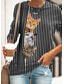 cheap Women&#039;s T-shirts-Women&#039;s T shirt Tee Designer 3D Print Cat Graphic 3D Design Long Sleeve Round Neck Daily Print Clothing Clothes Designer Basic Black