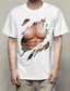 billige 3D-herreskjorter-Herre T-shirt T-Shirts Sjove T-shirts Grafisk Muskel Rund hals Hvid / Sort Sort Hvid Blå Brun 3D-udskrivning Daglig Ferie Kortærmet 3D Trykt mønster Tøj Sport Afslappet Muskel