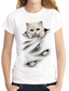 זול טישרטים לנשים-בגדי ריקוד נשים חולצה קצרה מעצב הטבעה חמה חתול גראפי 3D עיצוב שרוולים קצרים צווארון עגול יומי דפוס בגדים בגדים מעצב בסיסי לבן שחור