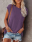 お買い得  レディースＴシャツ-女性用 Tシャツ 平織り ポケット ラウンドネック ベーシック トップの バットウィングスリーブ コットン ブルー パープル ピンク