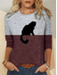 cheap Women&#039;s T-shirts-Women&#039;s T shirt Tee Designer 3D Print Cat Graphic Color Block 3D Design Long Sleeve Round Neck Casual Daily Print Clothing Clothes Designer Basic Vintage Green Blue Wine