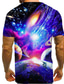 tanie T-shirty 3D męskie-Męskie Podkoszulek Koszula Koszulki Designerskie Graficzny Podstawowy Lato Krótki rękaw Zielony Czarny Niebieski Fioletowy Czerwony Wszechświat 3D Nadruk Okrągły dekolt Codzienny Święto 3D Nadruk