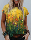 billige T-skjorter til kvinner-Dame T skjorte Designer 3D-utskrift Blomstret Grafisk Design Kortermet Rund hals Daglig Trykt mønster Klær Klær Designer Grunnleggende Grå Gul Kakifarget