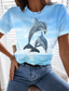 cheap Women&#039;s T-shirts-Women&#039;s T shirt Tee Designer 3D Print Graphic 3D Design Short Sleeve Round Neck Holiday Print Clothing Clothes Designer Basic Beach Blue
