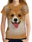 preiswerte T-Shirt-Damen T Shirt Design 3D-Druck Hund Graphic 3D Design Kurzarm Rundhalsausschnitt Täglich Bedruckt Kleidung Design Basic Weiß Gelb Orange