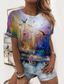 preiswerte T-Shirt-Damen T Shirt Design 3D-Druck Graphic Landschaft Design Kurzarm Rundhalsausschnitt Täglich Bedruckt Kleidung Design Basic Regenbogen