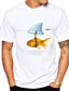 preiswerte Lässige T-Shirts für Herren-Herren Tee T Shirt Hemd Sommer Kurzarm Fische Tier Heißprägen Übergröße Rundhalsausschnitt Täglich Bedruckt Kleidung Basic Casual Blau und Weiß Weiss + rot Weiß