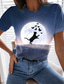 abordables Camisetas de mujer-Mujer Camiseta Design Impresión 3D Gato Graphic 3D Pájaro Diseño Manga Corta Escote Redondo Diario Estampado ropa Design Básico Verde Trébol Azul Piscina Azul claro