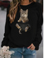 cheap Women&#039;s Hoodies &amp; Sweatshirts-Women&#039;s Hoodie Sweatshirt Pullover Basic Casual White Black Graphic Cat 3D Daily Round Neck Long Sleeve S M L XL XXL