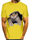 billige T-shirt med tryk til mænd-kat i hul herre grafisk skjorte 3d farverig sommer bomuld tee dyreprint rund hals grøn blå lilla gul orange plus størrelse afslappet daglig kort t-shirt
