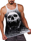 cheap Gym Tank Tops-Men&#039;s Vest Top Tank Top Vest Casual Beach Summer Sleeveless Black / White Skull Print Crew Neck Daily Holiday 3D Print Print Clothing Clothes Casual Beach