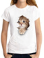 cheap Women&#039;s T-shirts-Women&#039;s T shirt Tee Designer Hot Stamping Cat Graphic 3D Design Short Sleeve Round Neck Daily Print Clothing Clothes Designer Basic White Black