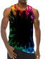 cheap Gym Tank Tops-Men&#039;s Vest Top Tank Top Casual Beach Summer Sleeveless Black Gray Flame Print Crew Neck Daily Holiday 3D Print Clothing Clothes Casual Beach