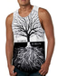 cheap Gym Tank Tops-Men&#039;s Vest Top Tank Top Vest Casual Beach Summer Sleeveless Black / White Tree Print Crew Neck Daily Holiday 3D Print Clothing Clothes Casual Beach