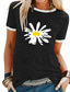 billige T-shirts til kvinde-Dame Blomster Tema Daisy T-shirt Blomstret Blomst Daisy Trykt mønster Rund hals Basale Toppe Blå Lilla Sort