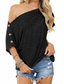 お買い得  レディースＴシャツ-女性用 Tシャツ デザイナー 平織り デザイン 半袖 オフショルダー 日常 ボタン 服装 デザイナー ベーシック ブラック グレー ピンク