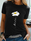 Χαμηλού Κόστους Γυναικεία T-Shirts-Γυναικεία Μπλουζάκι Υψηλής Ποιότητας Καυτή σφράγιση Γραφική Μαργαρίτα Σχέδιο Κοντομάνικο Στρογγυλή Λαιμόκοψη Καθημερινά Εξόδου Στάμπα Ρούχα Ρούχα Υψηλής Ποιότητας Βασικό Μαύρο