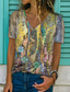 olcso Női pólók-Női Póló Dizájn Rövid ujjú Virágos Grafika Dizájn 3D nyomtatás V-alakú Napi Nyomtatott Ruházat Ruhák Dizájn Alap Lóhere Bíbor Sárga