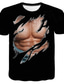 billige 3D-herreskjorter-Herre T-shirt T-Shirts Sjove T-shirts Grafisk Muskel Rund hals Hvid / Sort Sort Hvid Blå Brun 3D-udskrivning Daglig Ferie Kortærmet 3D Trykt mønster Tøj Sport Afslappet Muskel