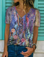 abordables T-shirts Femme-Femme T shirt Tee Design Manches Courtes Floral Graphic Design 3D effet Col V du quotidien Imprimer Vêtements Design basique Vert Violet Jaune