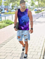 cheap Gym Tank Tops-Men&#039;s Vest Top Tank Top Casual Beach Summer Sleeveless Rainbow Galaxy Print Crew Neck Daily Holiday 3D Print Clothing Clothes Casual Beach
